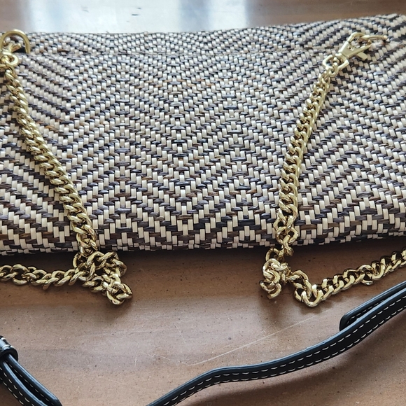 J.McLAUGHLIN Women's Woven Chevron Envelope Flap Crossbody Clutch Chain Bag NEW - Picture 11 of 13